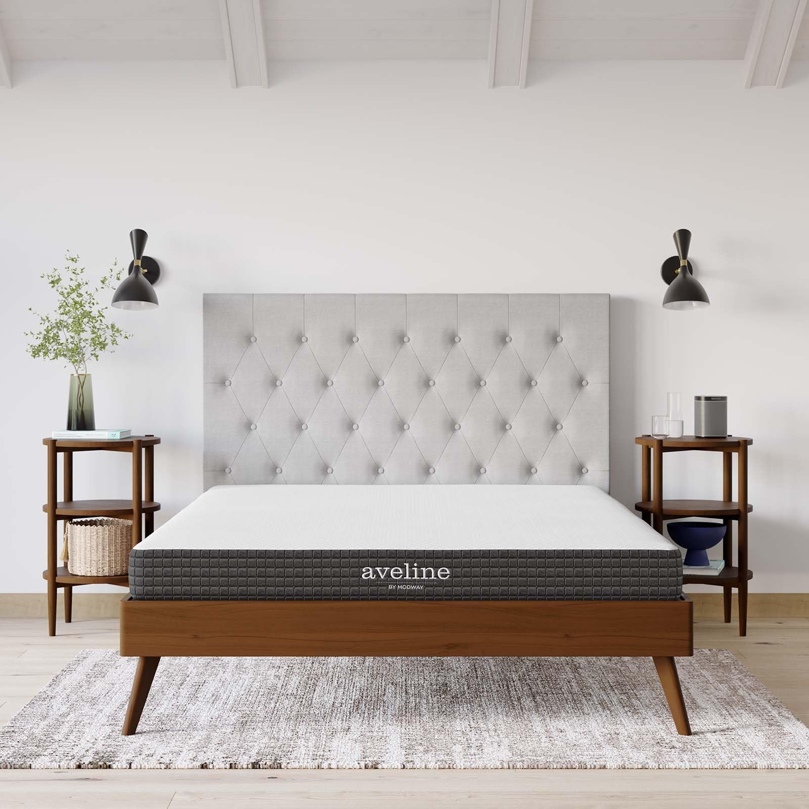 Modway Aveline 6″ Modern Style Memory Foam King Mattress in White