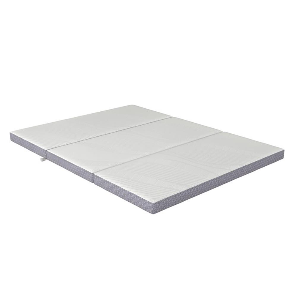 Pemberly Row Contemporary Queen 4″ Memory Foam Folding Mattress in Gray
