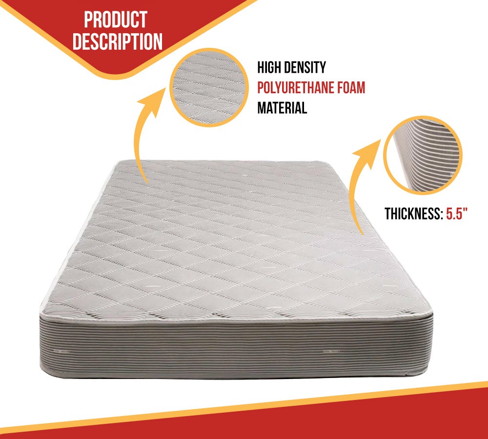 5.5″ Mattress for RV Trailer 38″x80″ – Breathable Trailer Bed Mattress