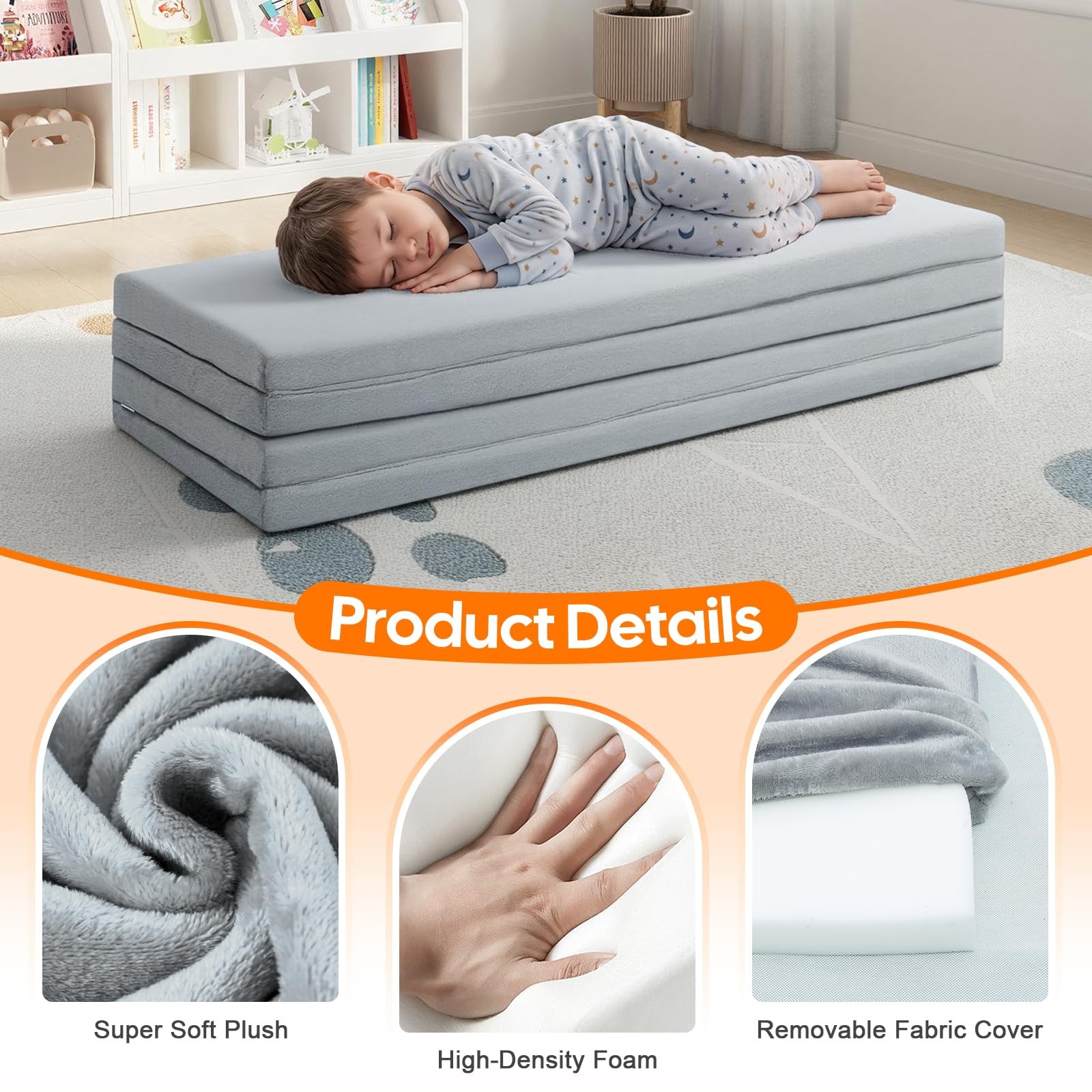Foldable Kids Floor Mattress, Play Mat Muscle Mat Large 6×4 FT, Thicken Foam …