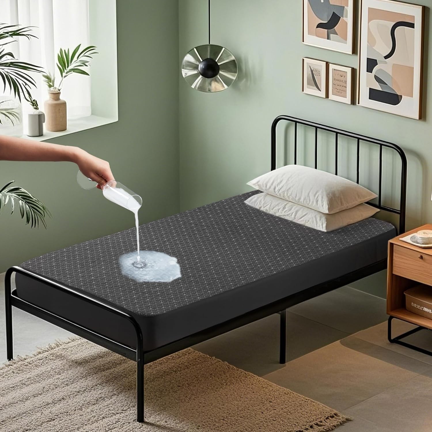 BEDLORE Waterproof Twin XL Mattress Protector, Noiseless XL, Dark Grey