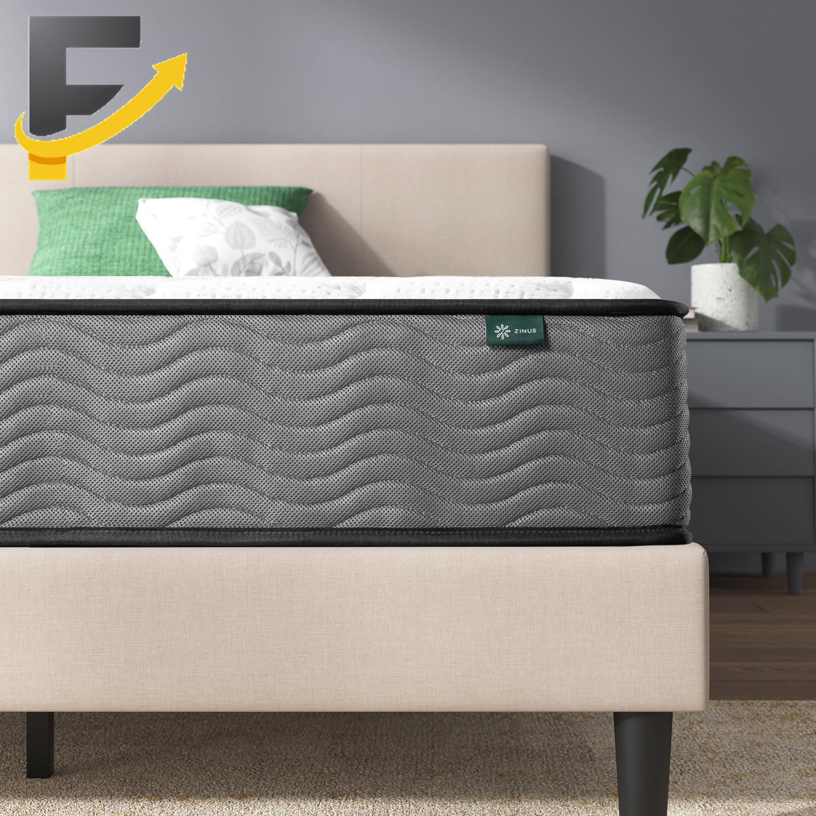 Zinus Support Plus 10″ Twin Tight Top Medium Hybrid Mattress with Comfort Foam