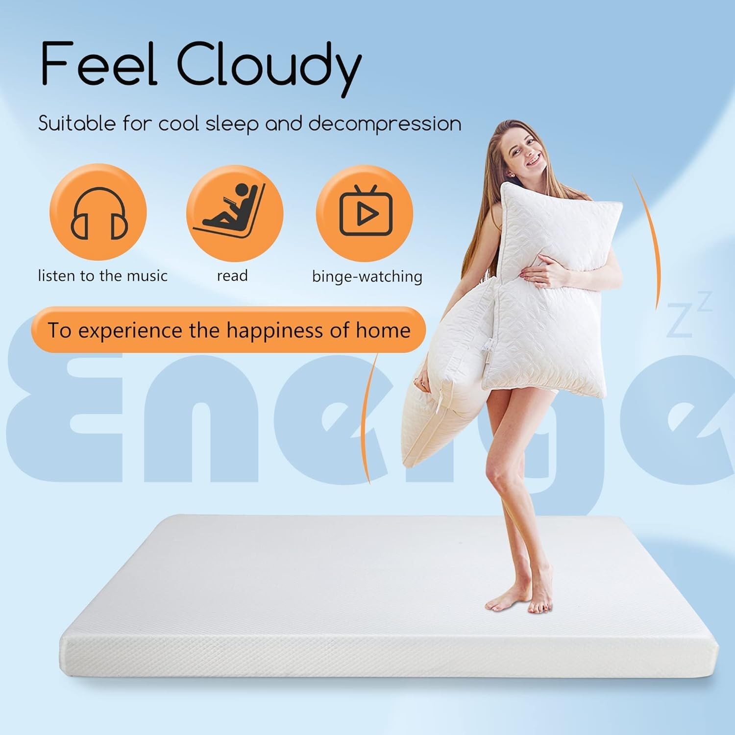5 Inch Twin Mattress in White | Gel Memory Foam with Pressure Relief & Cooling