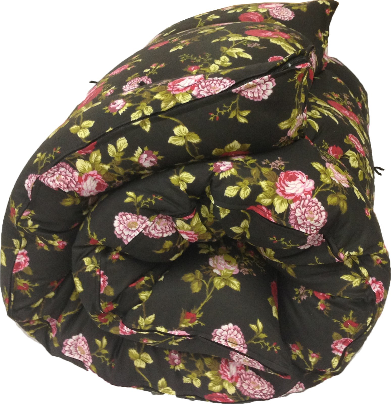 Red Roses Black Full 3x54x80 Traditional Japanese Floor Rolling Futon Mattress