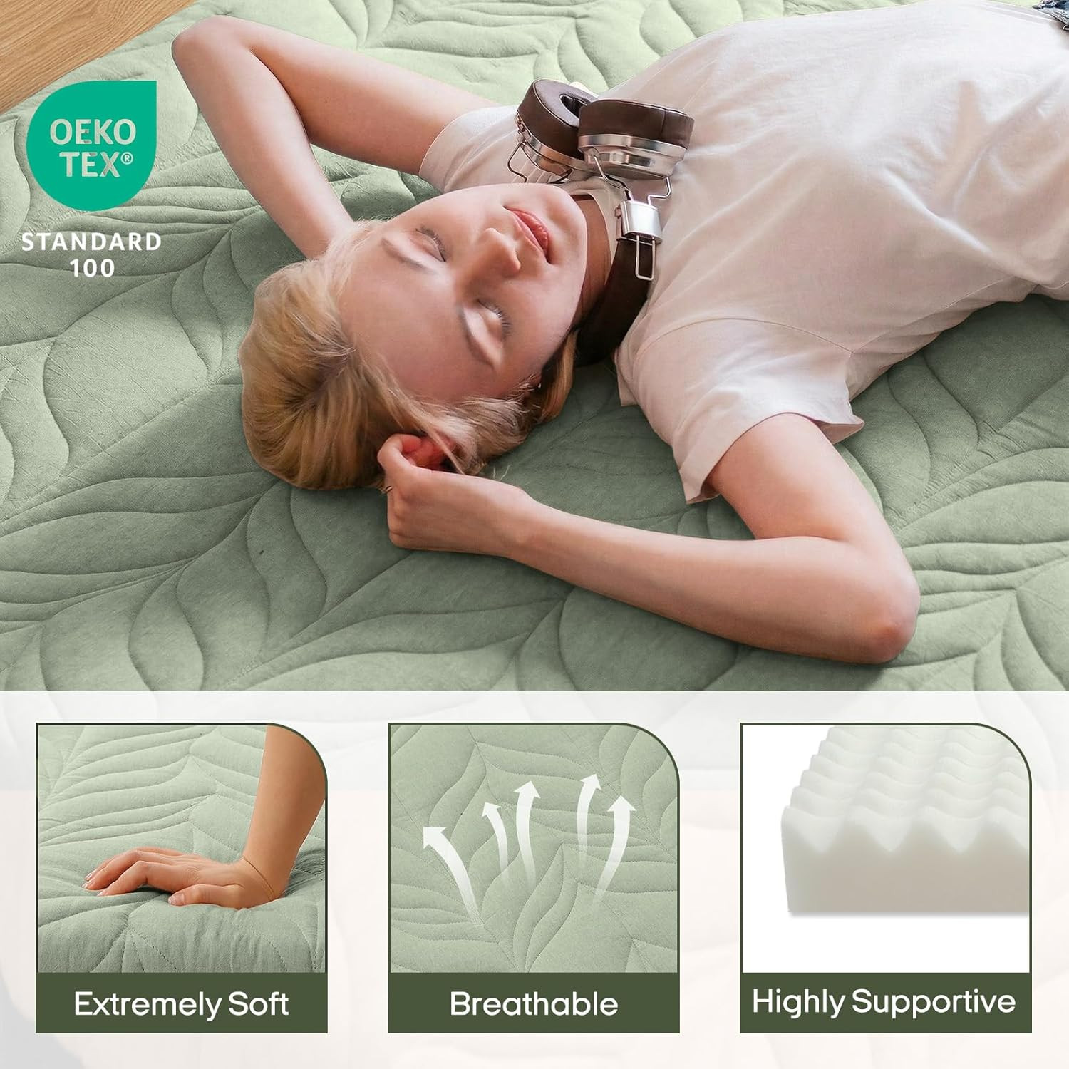 King Size Japanese Floor Mattress Futon Foldable Foam Tatami Sleeping Pad Green
