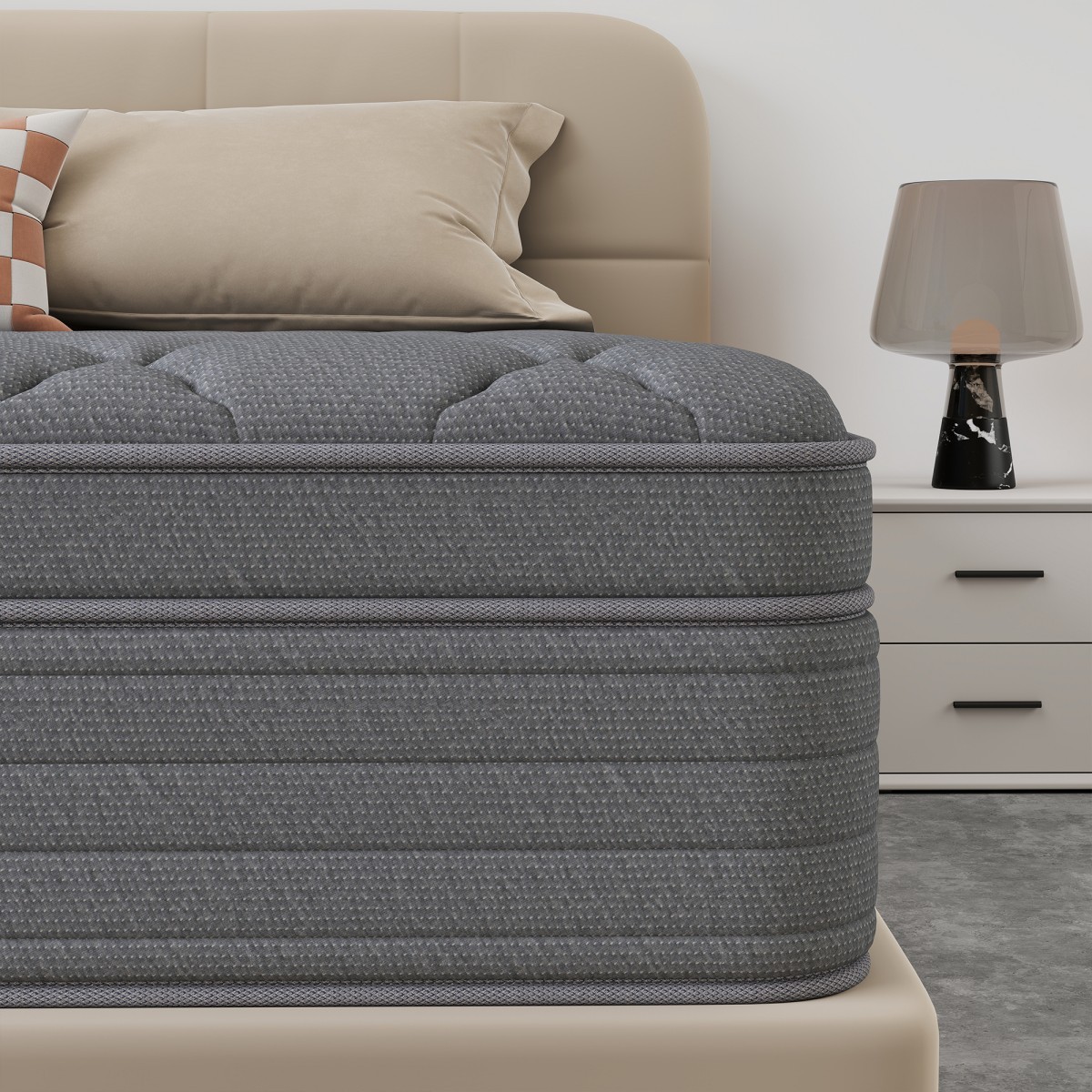 12″14″ Gel Memory Foam Hybrid Spring Mattress In A Box Twin Full Queen King Gray