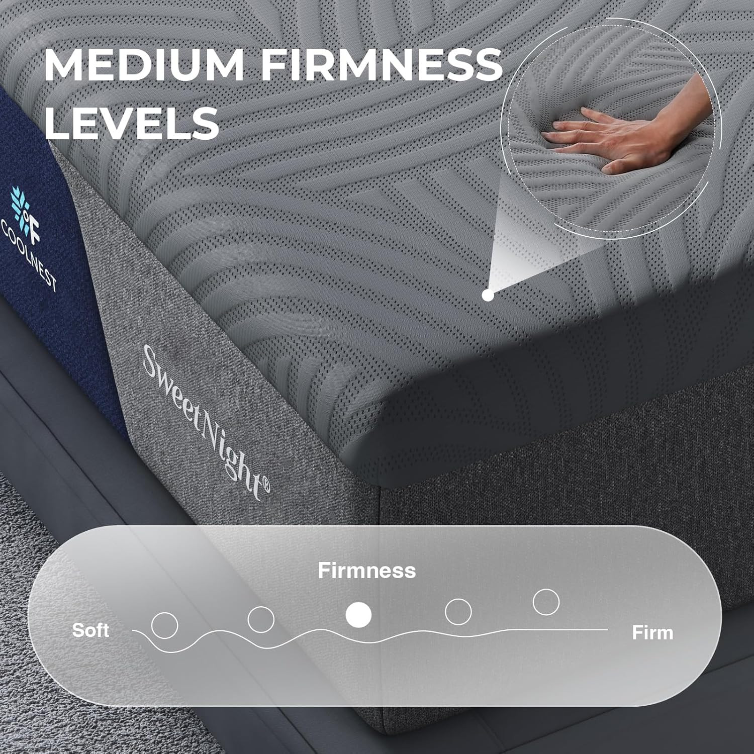 Coolnest 12″ Queen Memory Foam Mattress, Cooling & 5-Zone Support for Comfort