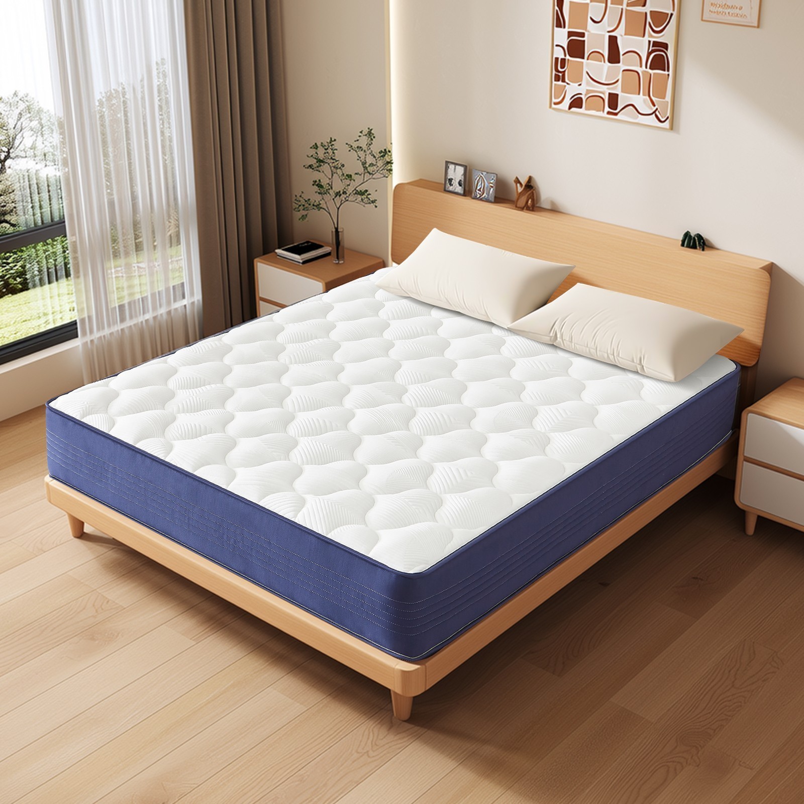 10″ 12″Full Size Memory Foam Hybrid Mattress with Pocket Spring for Silent Sleep