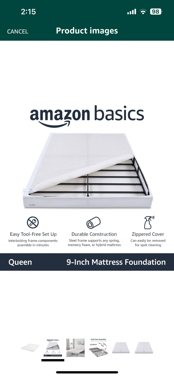 amazon basics 9in queen mattress base