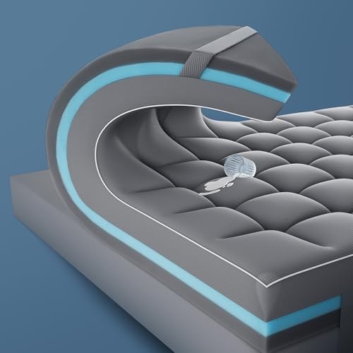 Dual Layer 4 Inch Memory Foam Mattress Topper, 2 inch Cooling Gel Queen Grey