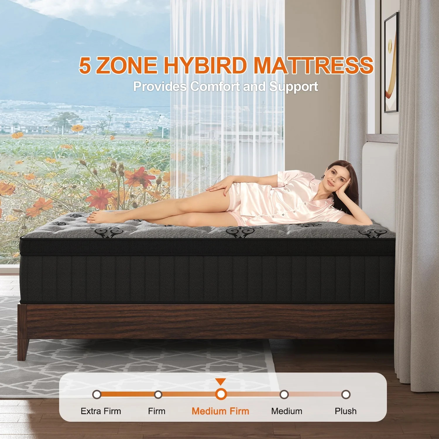 14″ Queen Colchon Gel Memory Foam Hibrido Cama Queen Mattress Medium Firm Hybrid