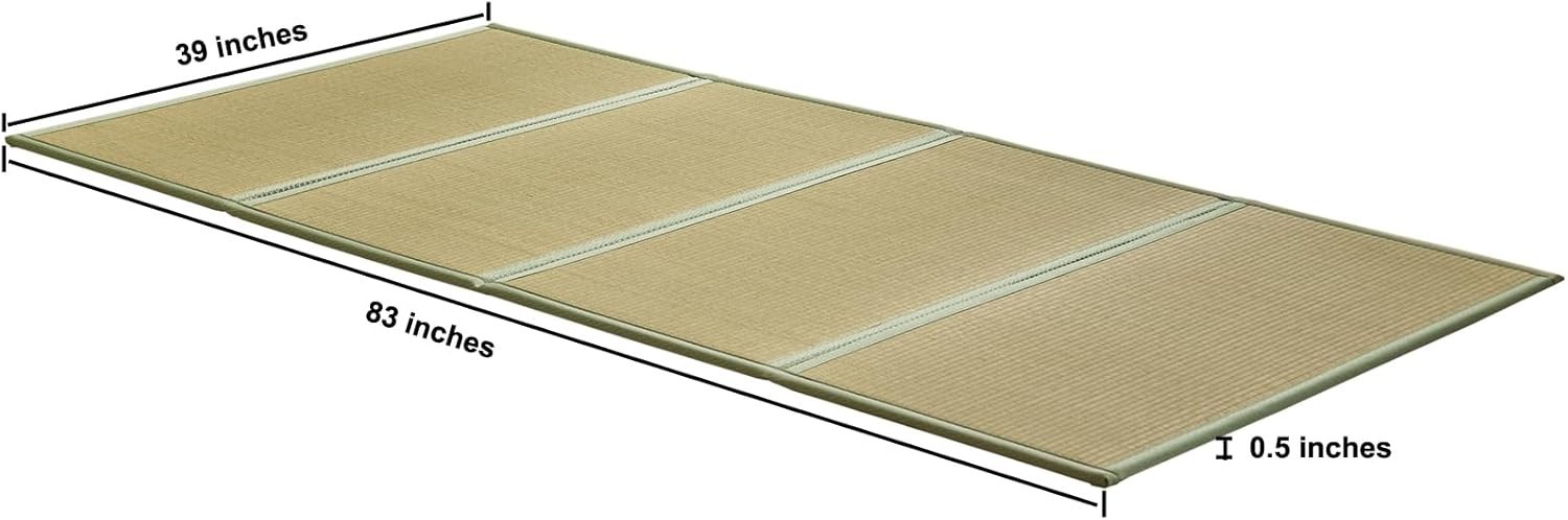 Japanese Tatami Mat,(Twin XL,83″ x 39″ x 0.5″),100% Rush Grass Portable#2564M Y1