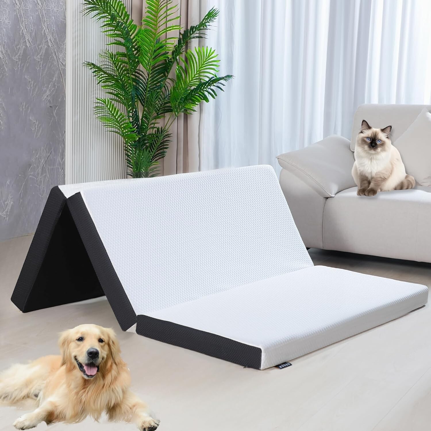 4″ Tri-fold Memory Foam Mattress Foldable Portable Floor Bed Washable Cover Twin