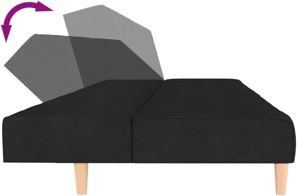 2-Seater Sofa Bed Convertible Sleeper Sofa for Small Spaces, Bla Fabric