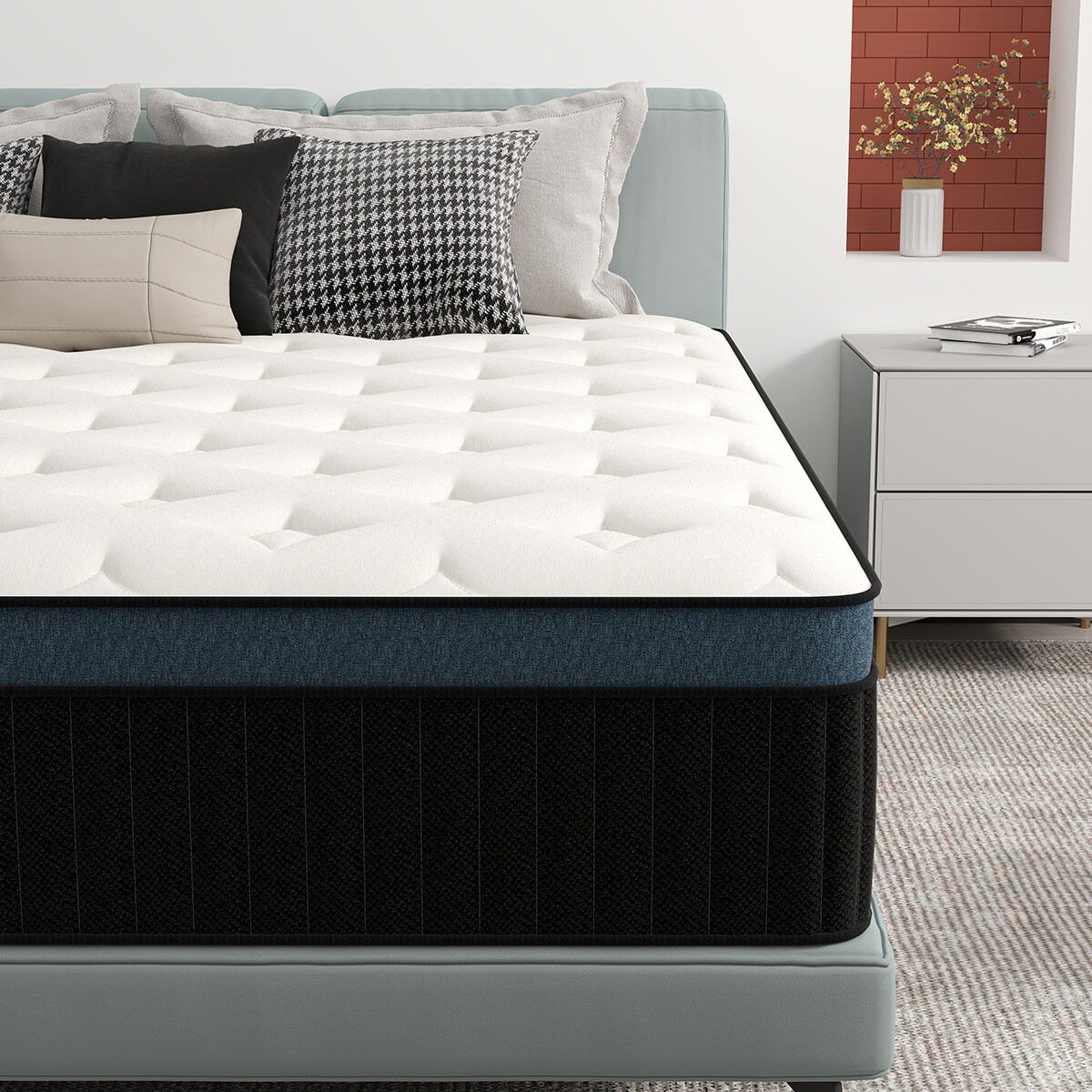 12″ 14″ Mattress Twin Full Queen King Size Memory Foam Pocket Coils Bed In a Box