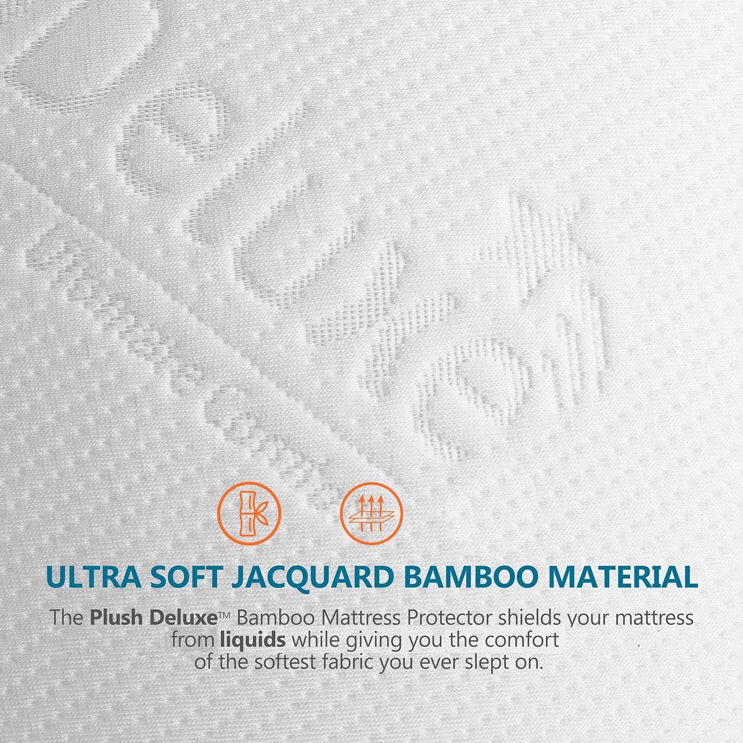 PlushDeluxe Premium Bamboo Mattress Protector – Queen Size, Queen, White