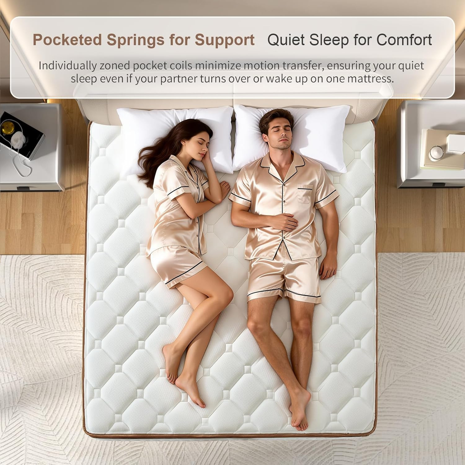 12″ Queen Hybrid Mattress, Medium Firm, Pocket Springs, CertiPUR-US, Breathable