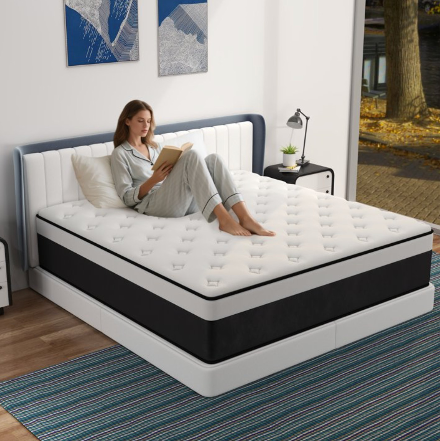 Colchón Queen 14” Gel Memory Foam Híbrido Medium Firm Hybrid Mattress Euro Top