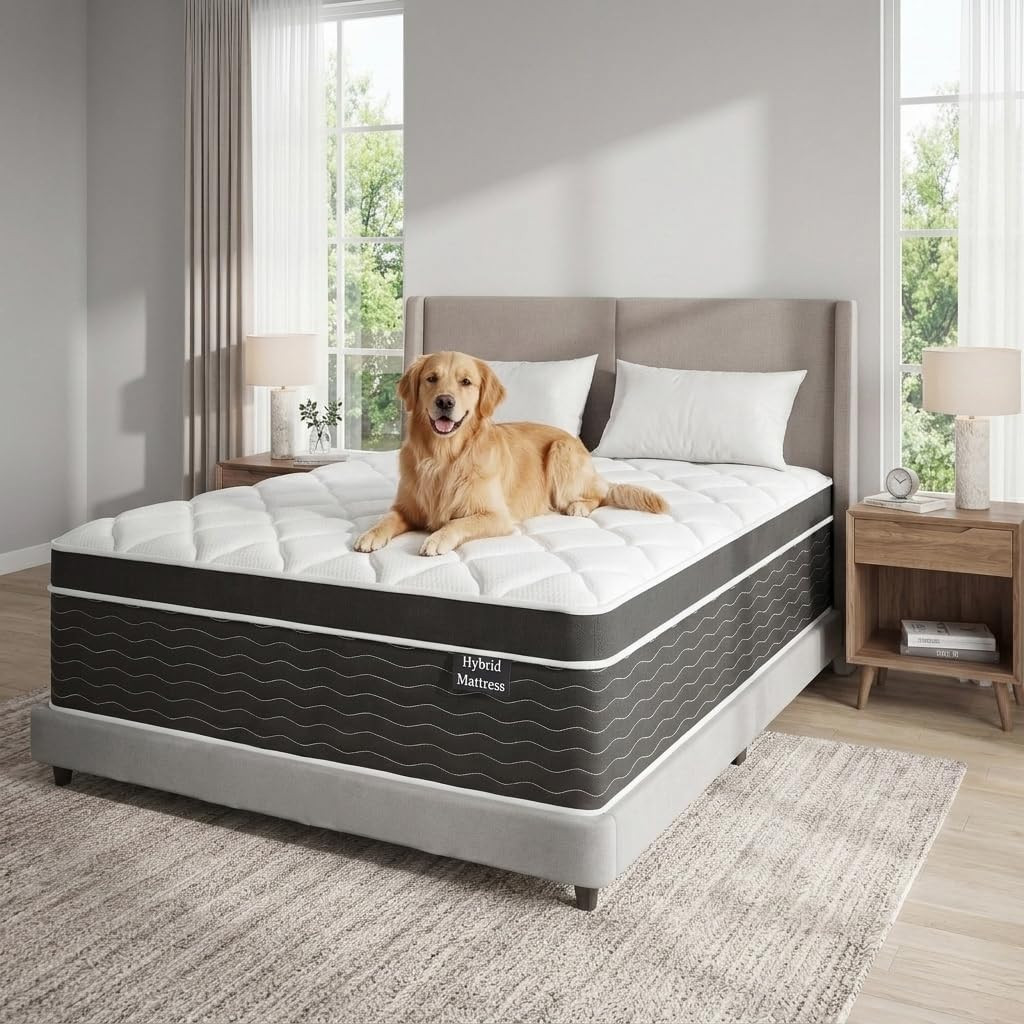 Luxury King Size Mattress 12 Inch, Hybrid Firm King Mattress in a Box, 7-Zones&