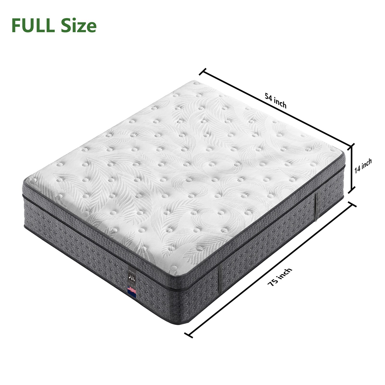 14″ Full Mattress Memory Foam Pocket Coils Hybrid Mattress CertiPUR-US Certified