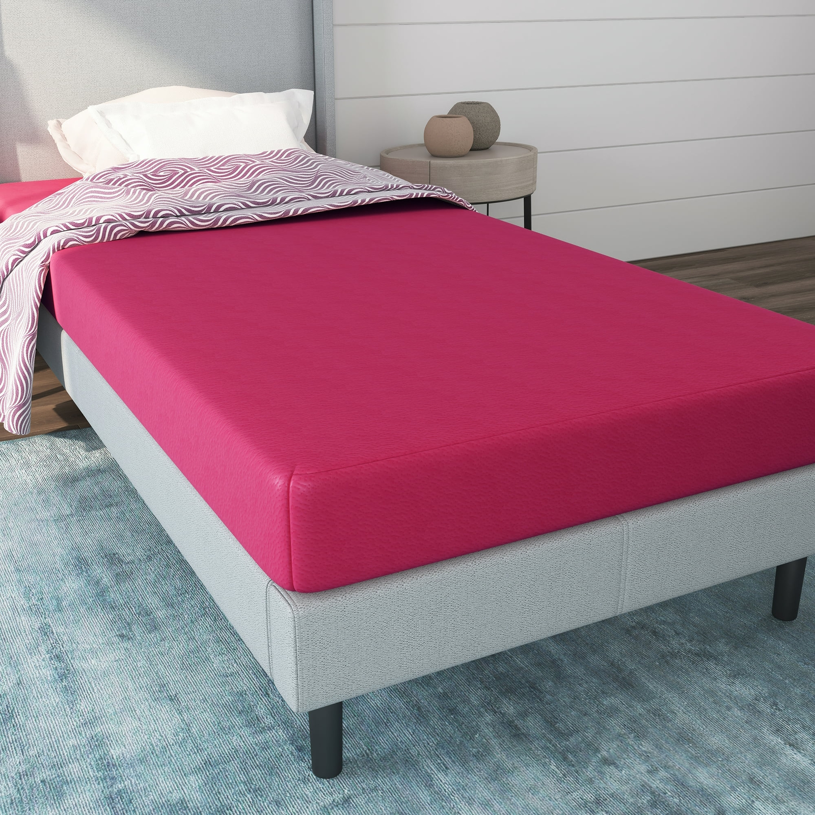 Pink Twin Memory Foam Mattress Bunk Bed Size 5″ 5 Inch Single Eggcrate Base
