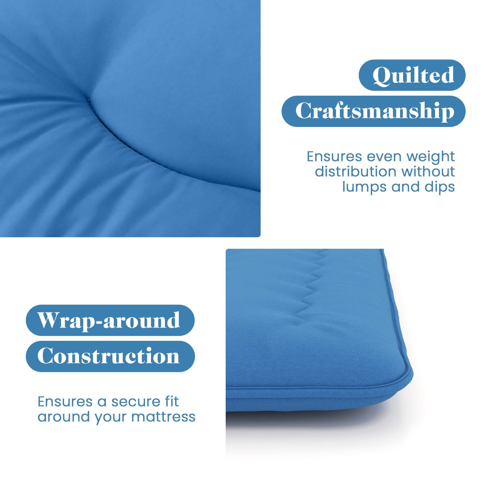 King Futon Mattress Japanese Floor Sleeping Pad Washable Cover Carry Bag Blue