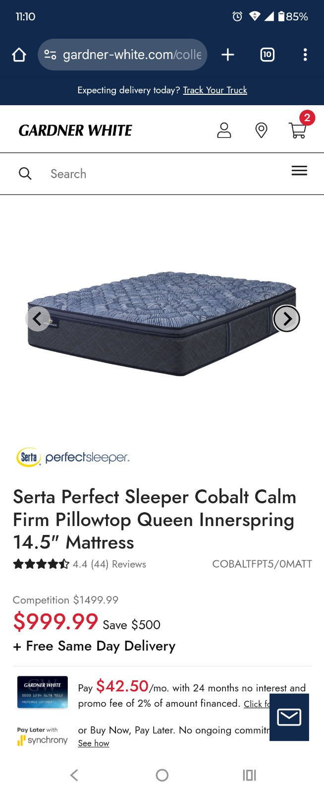 Sealy Cobalt Queen Mattress Gardner White Perfect Condition
