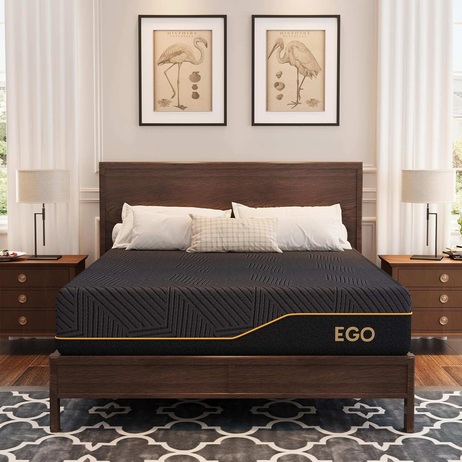 EGOHOME 14 Inch King Size Memory Foam Mattress for Back Pain, Cooling Copper Gel
