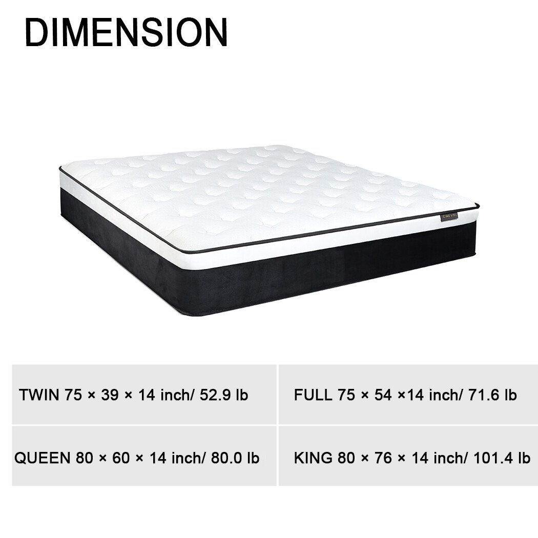 14” Mattress Twin Full Queen King Size Memory Foam InnerSpring Bed in a Box