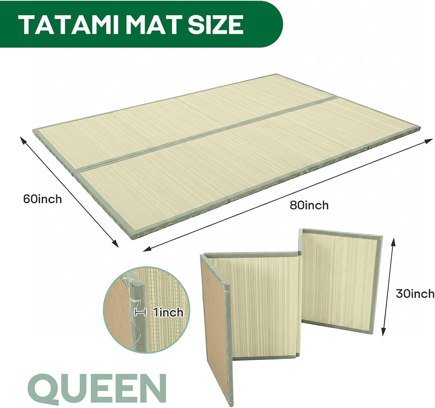 ZonLi Japanese Tatami Mat, Foldable Floor Sleeping Pad Futon Mattress, Made from
