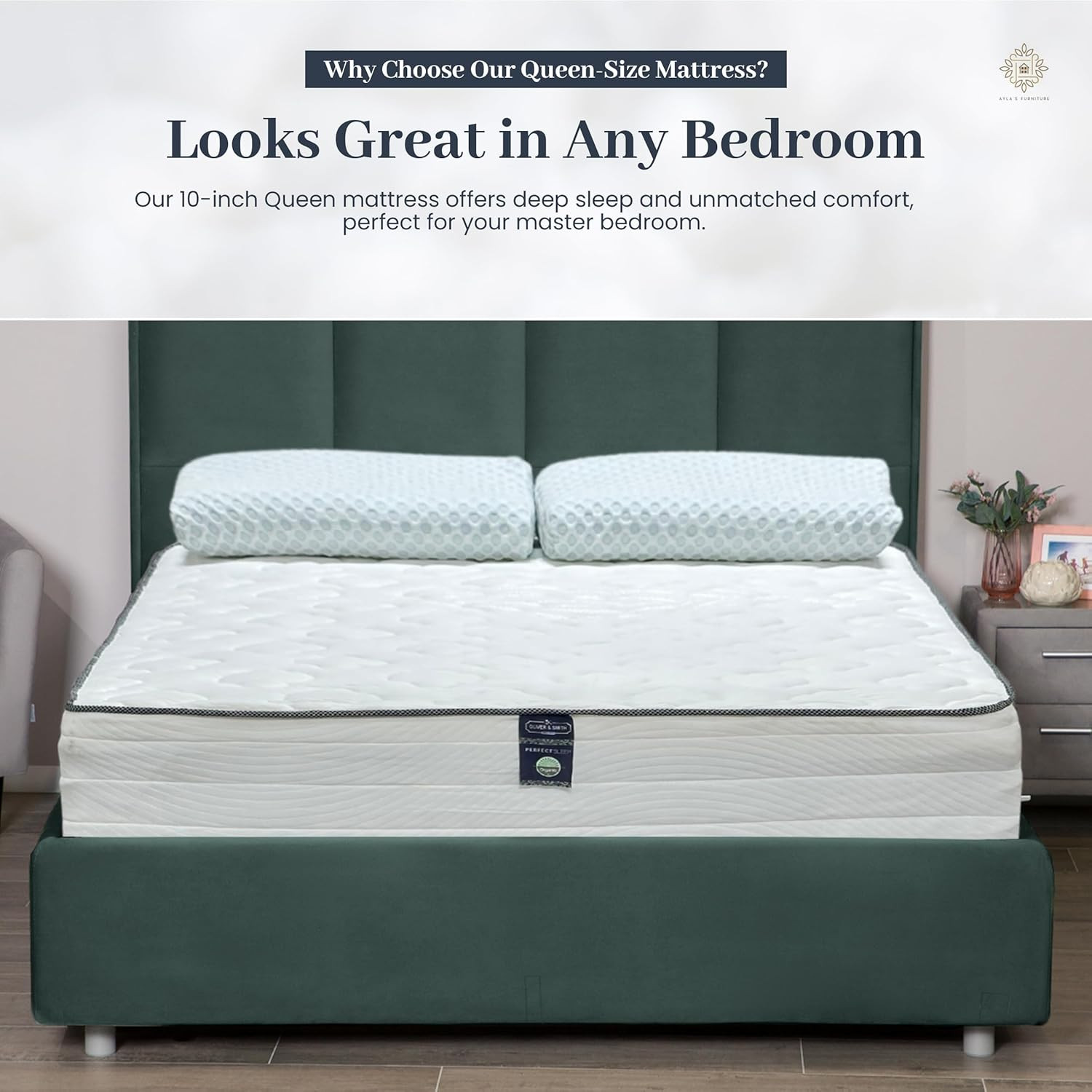 Queen Mattress 10 Inches White – Pocketed Coil Euro Top Cool Memory Foam Hybrid
