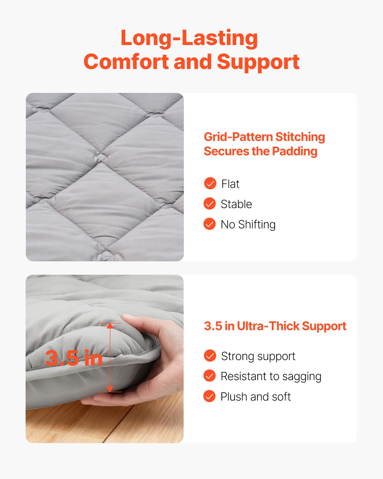 VEVOR Japanese Tatami Mattress Full Foldable Futon Mat with Storage Bag Gray