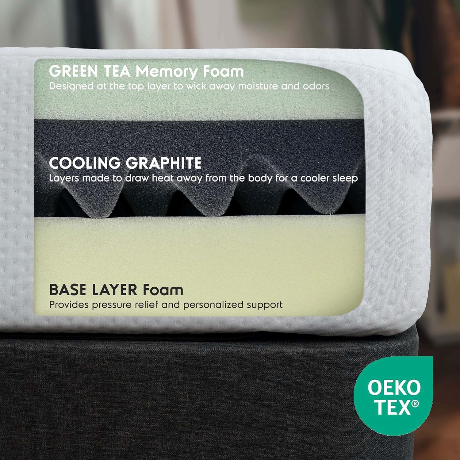 Cooling Green Tea Memory Foam Full Mattress – 8 Inch, CertiPUR-US Certified
