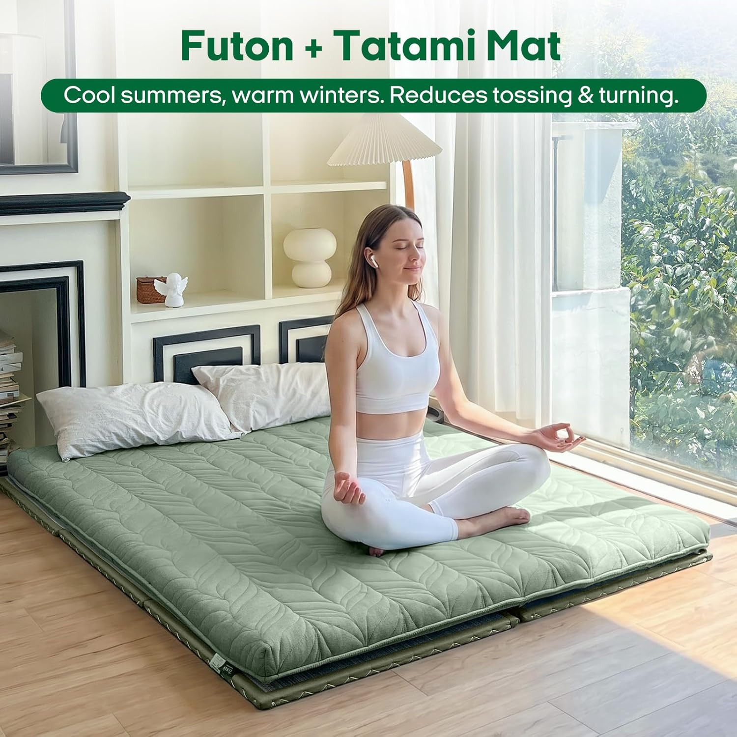 ZonLi Japanese Tatami Mat, Foldable Floor Sleeping Pad Futon Mattress, Made from