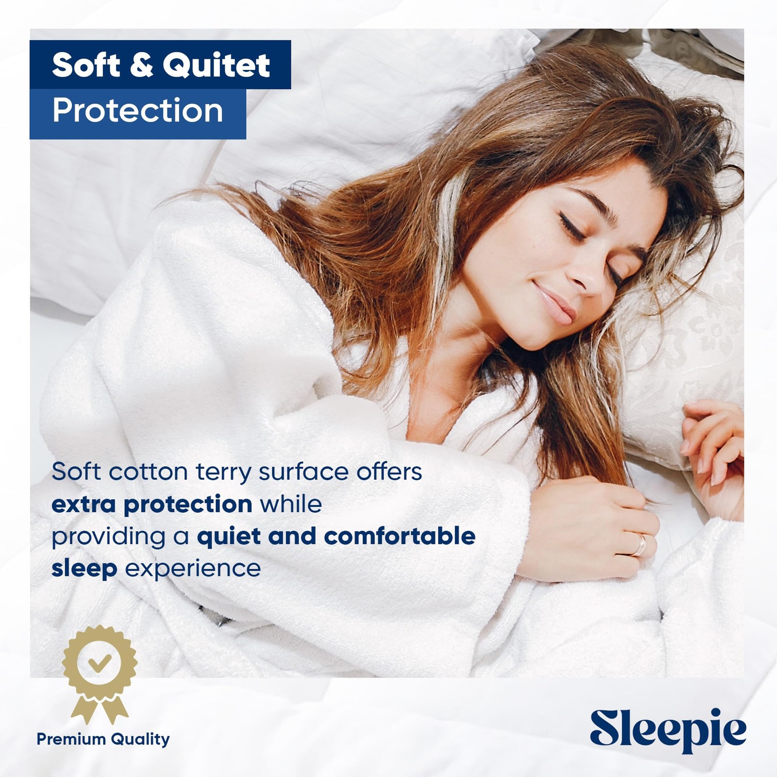 Sleepie Premium Waterproof Mattress Protector – Machine Washable Queen, White