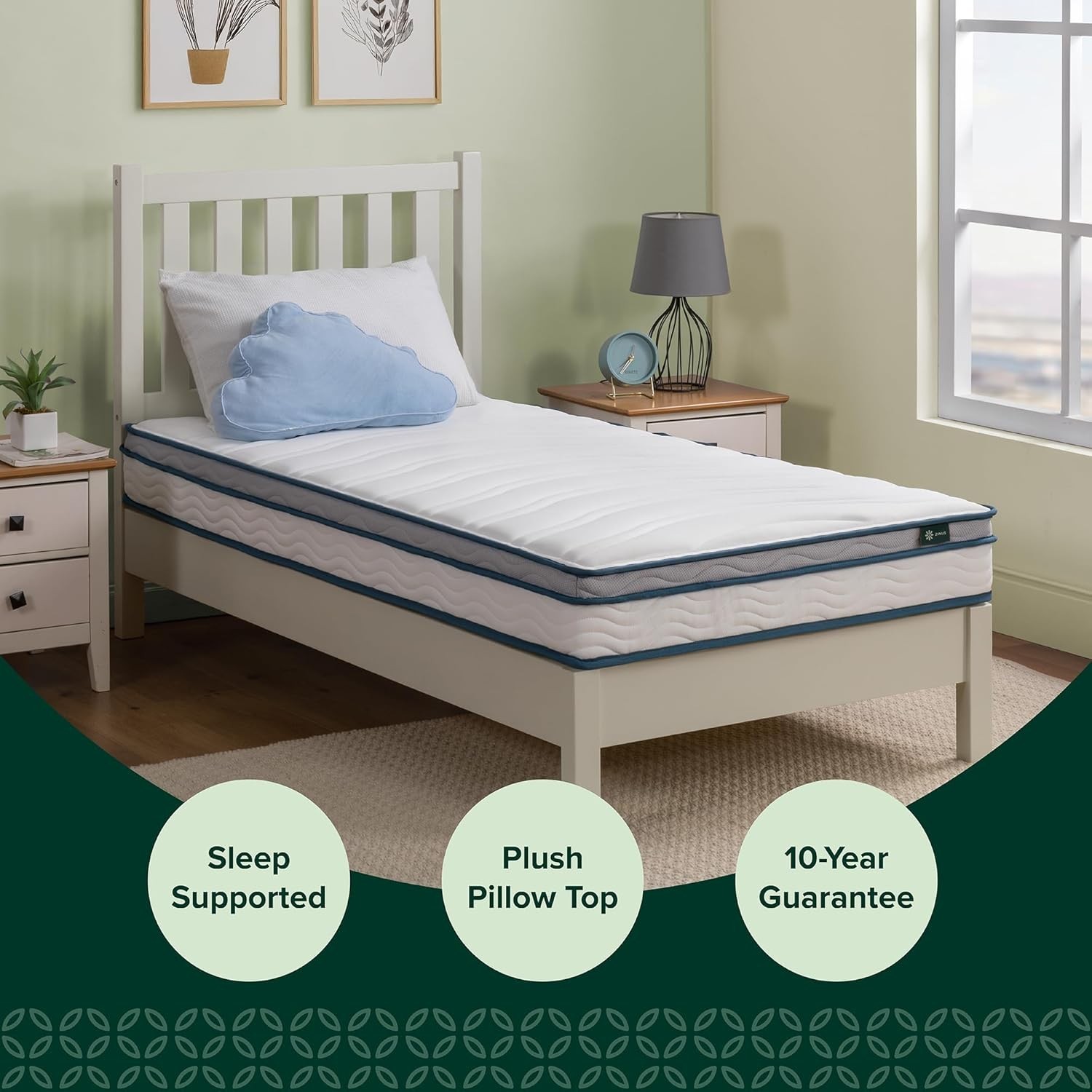 Hybrid Mattress Twin 6 Inch Foam Springs Breathable Support Comfort