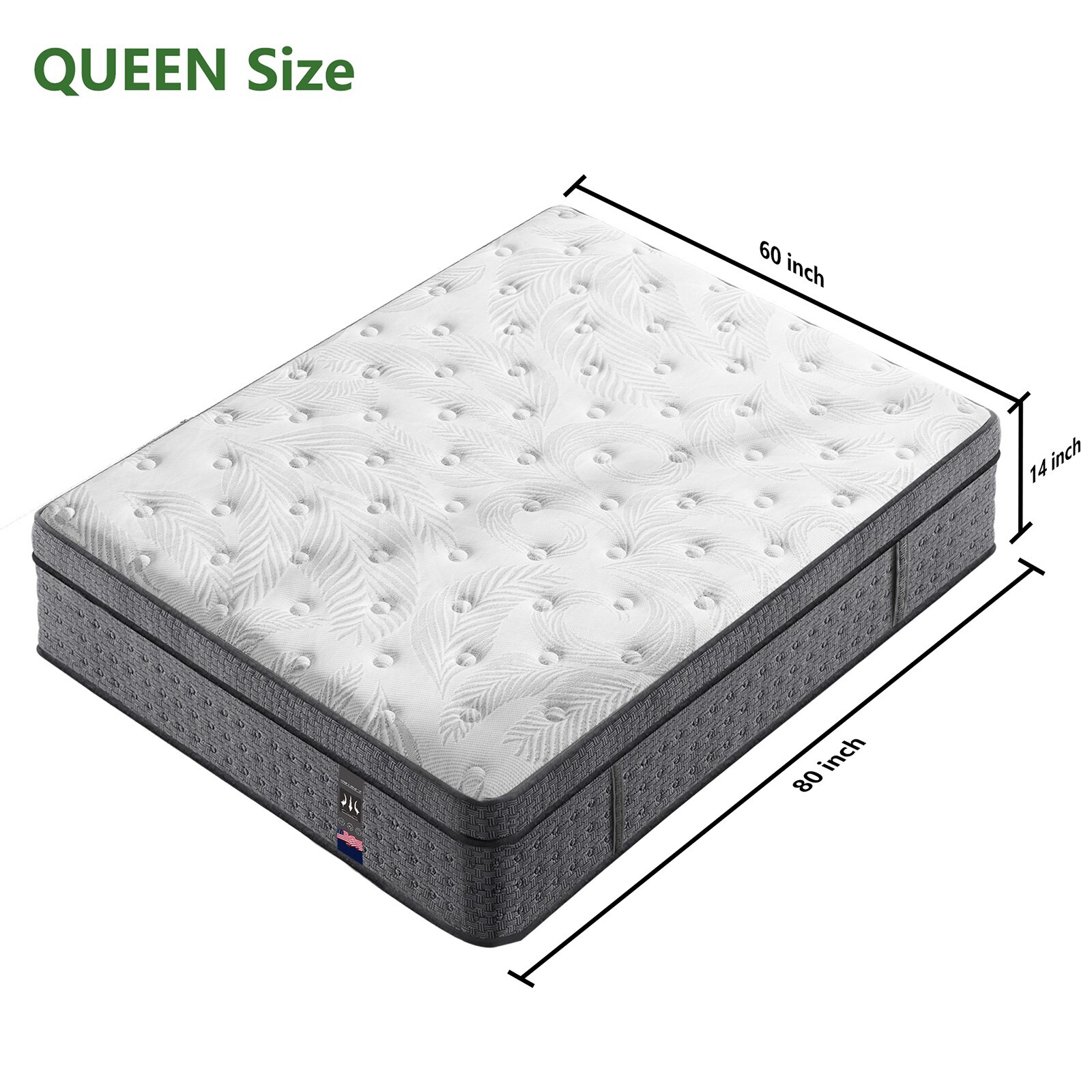 14″ Gel Infused Memory Foam Mattress Queen Size Hybrid Mattress Spring In A Box