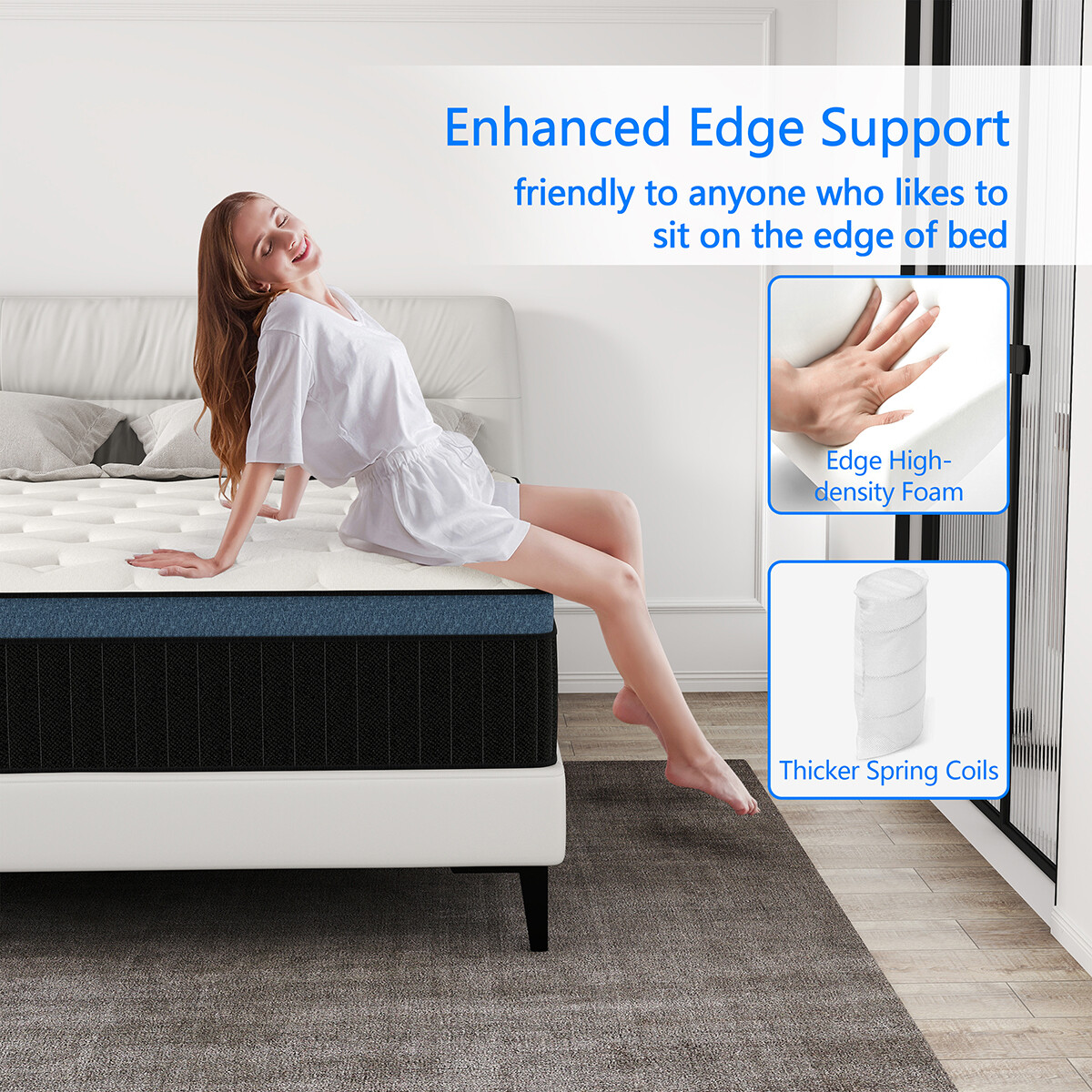 12″14″ Hybrid Mattress Memory Foam InnerSpring Twin Full Queen King Bed In a Box