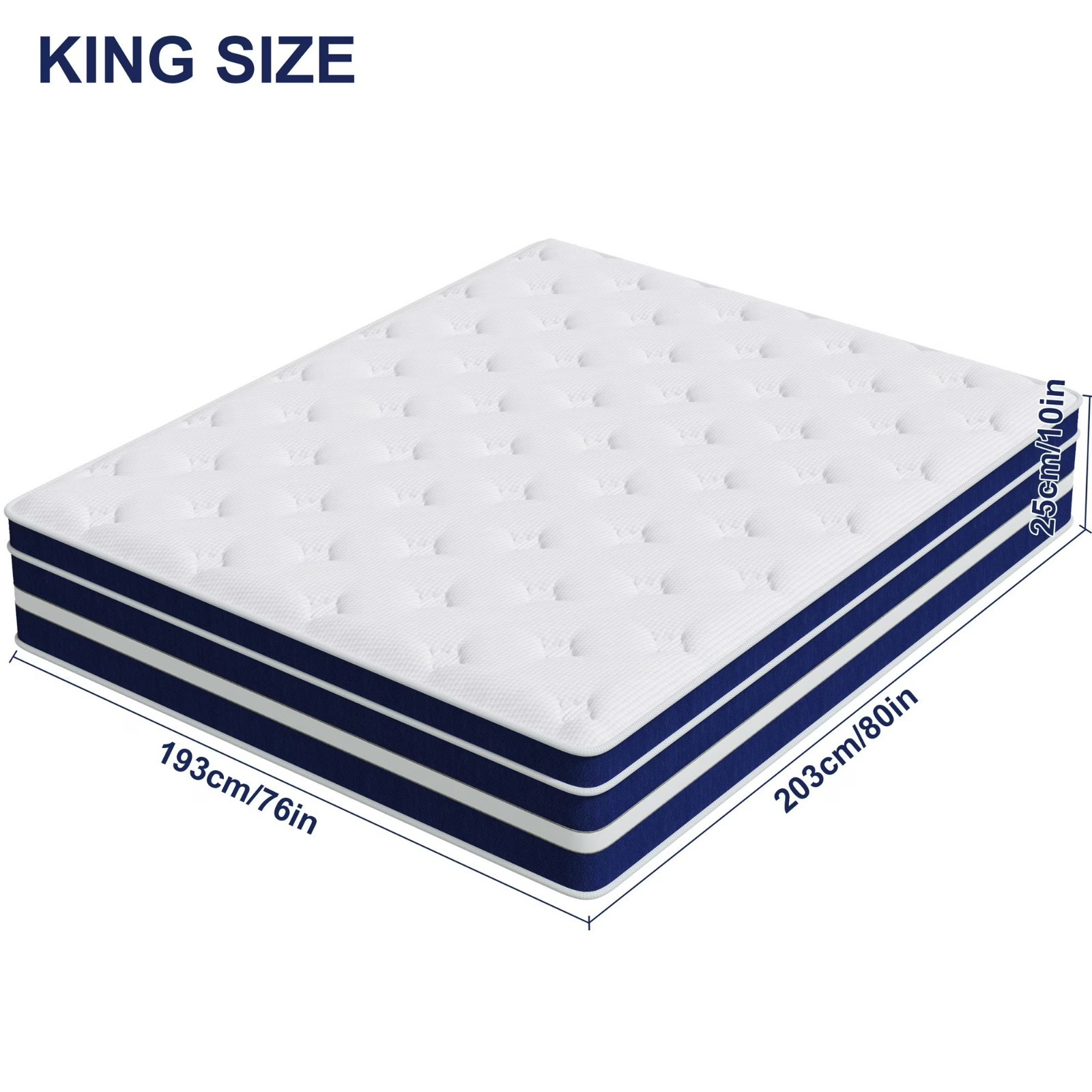 10/12/14″ Twin/Full/Queen/King Memory Foam & Spring Hybrid Mattress Bed In a Box