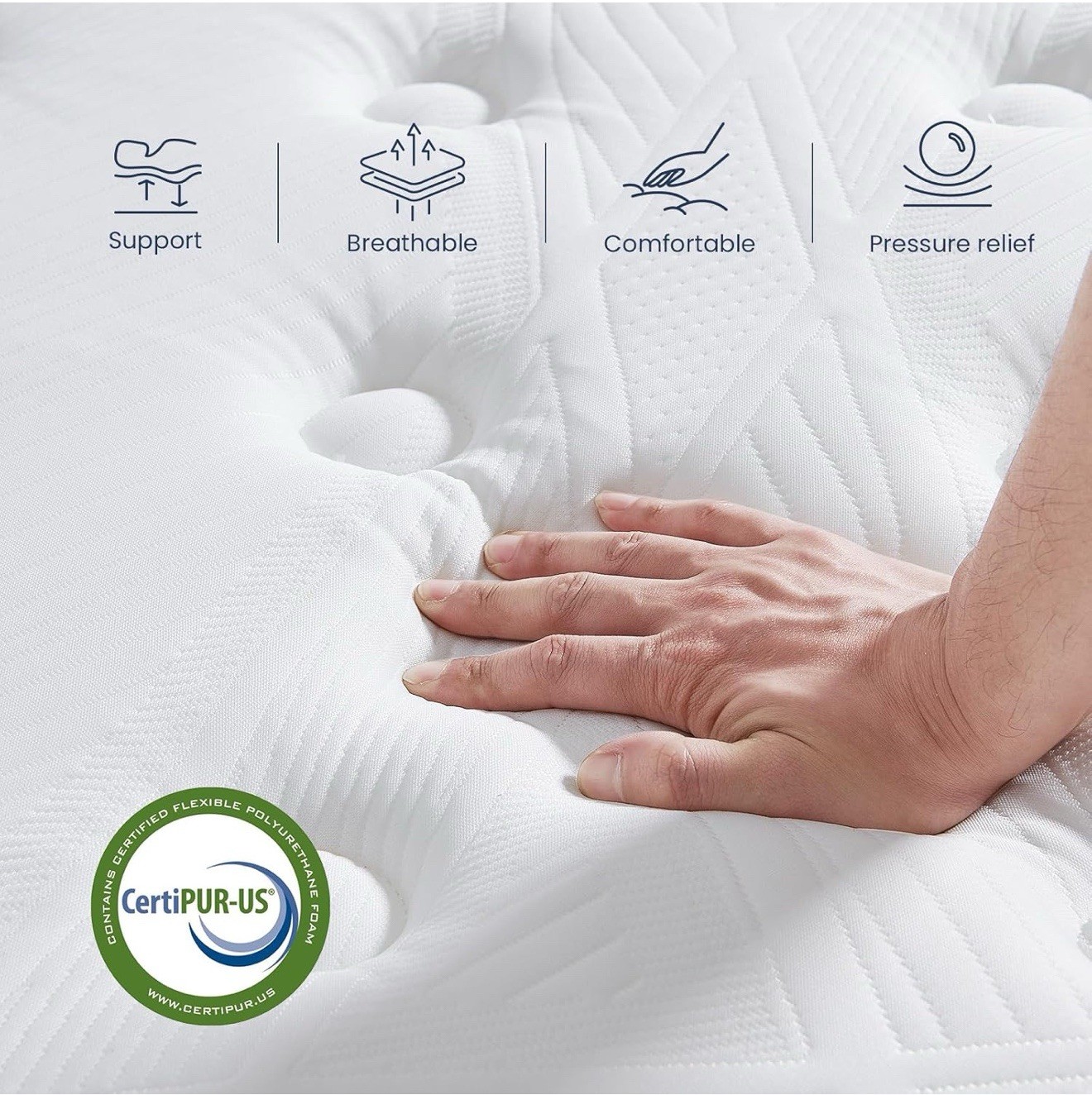 Twin Size Mattress 12 inch Deep Sleep Medium Firm Hybrid with Memory Foam