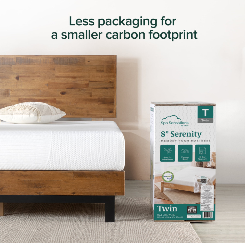 Zinus Spa Sensations Serenity 8″ Memory Foam Mattress, Twin – Free Ship USA
