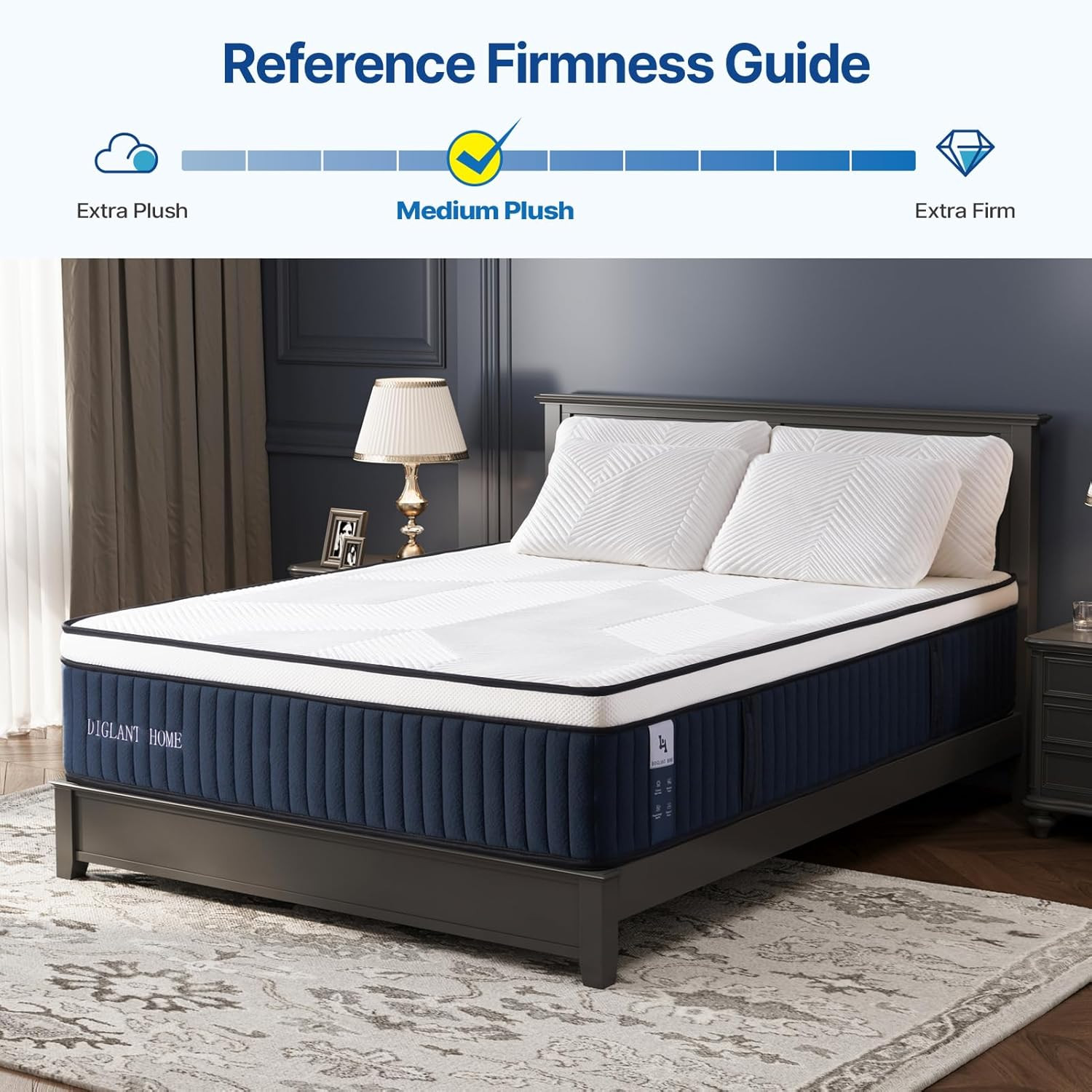 DIGLANT 14″ Euro Top Queen Mattress, Memory Foam & Pocket Springs Hybrid