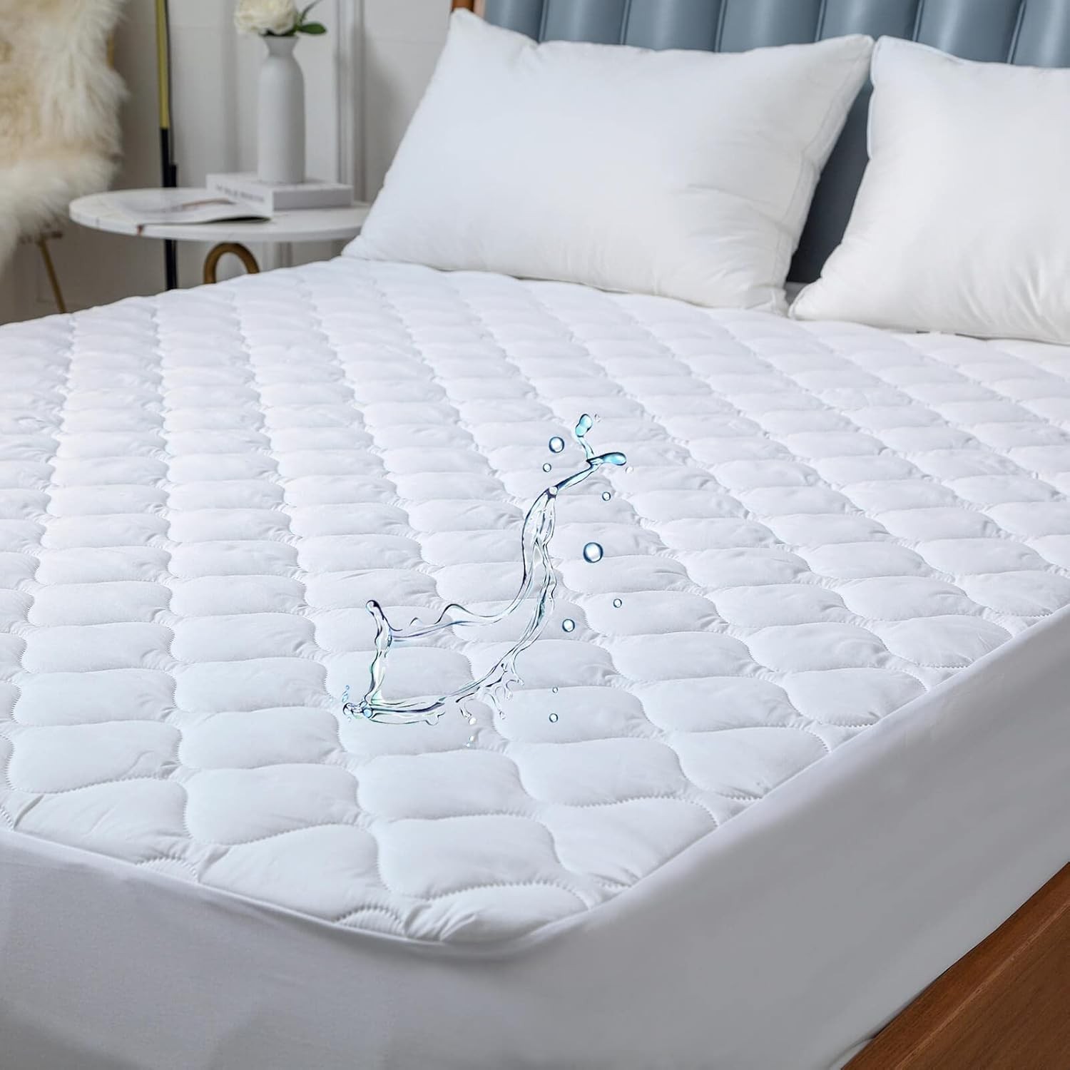Quilted Waterproof Full Size Mattress Protector Pad for Air Full, White