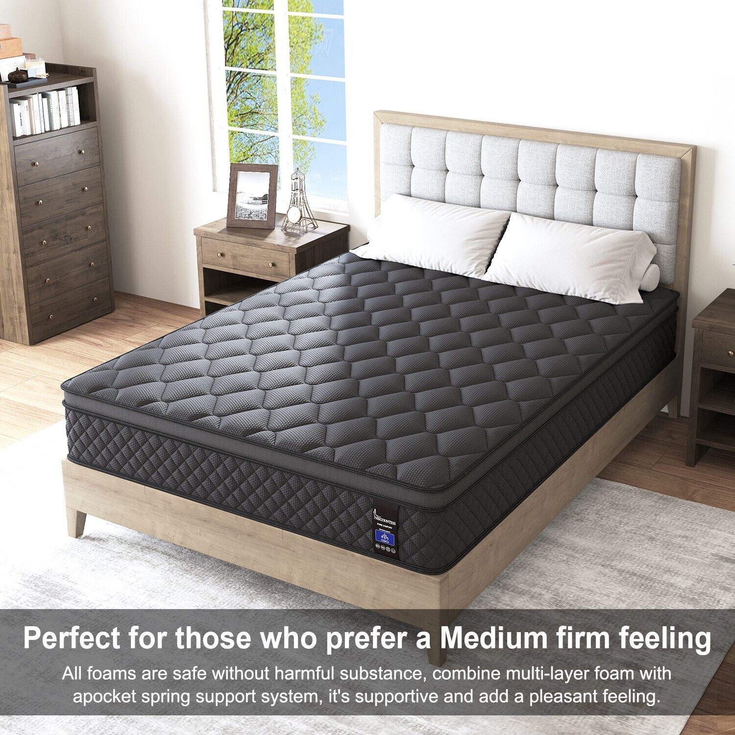 12 Inch Hybrid Bed Mattress Twin Full Queen King Gel Memory Foam Innerspring