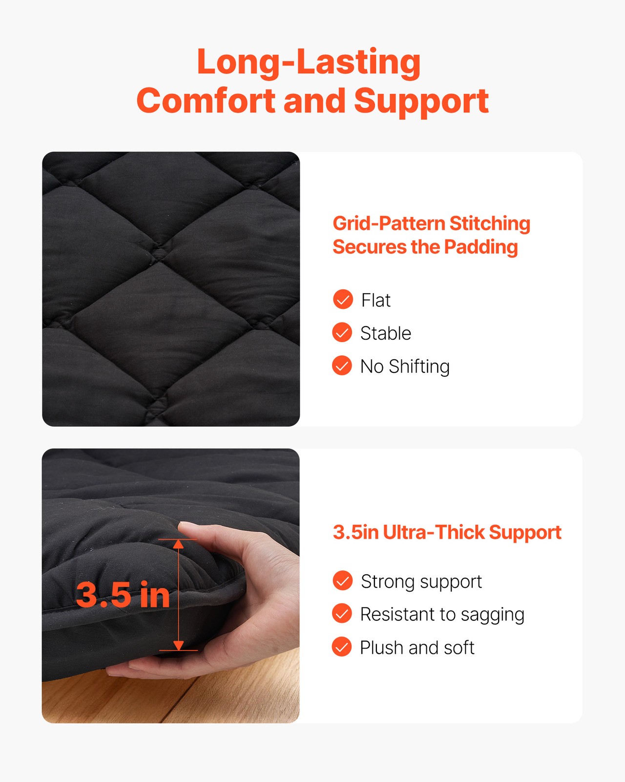 VEVOR Japanese Tatami Mattress Twin Foldable Futon Mat with Storage Bag Black