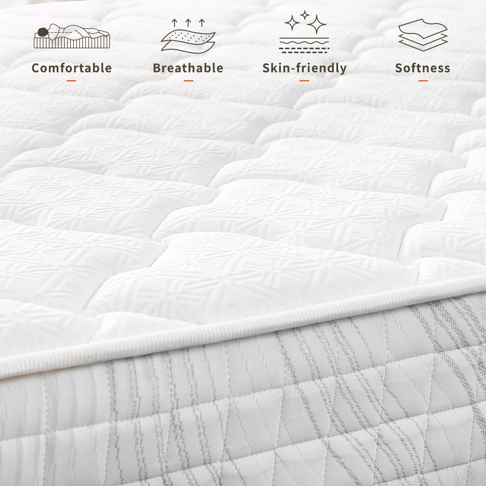 10″ 12″ Gel Memory Foam Mattress Hybrid Spring Twin Full Queen King Bed In A Box
