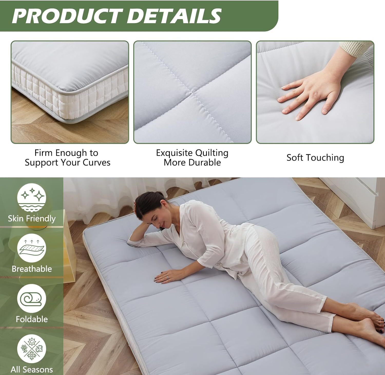 NAIZEA Memory Foam Mattress 2.5 inch / 4 inch Folding Mattress Travel Guest Mat