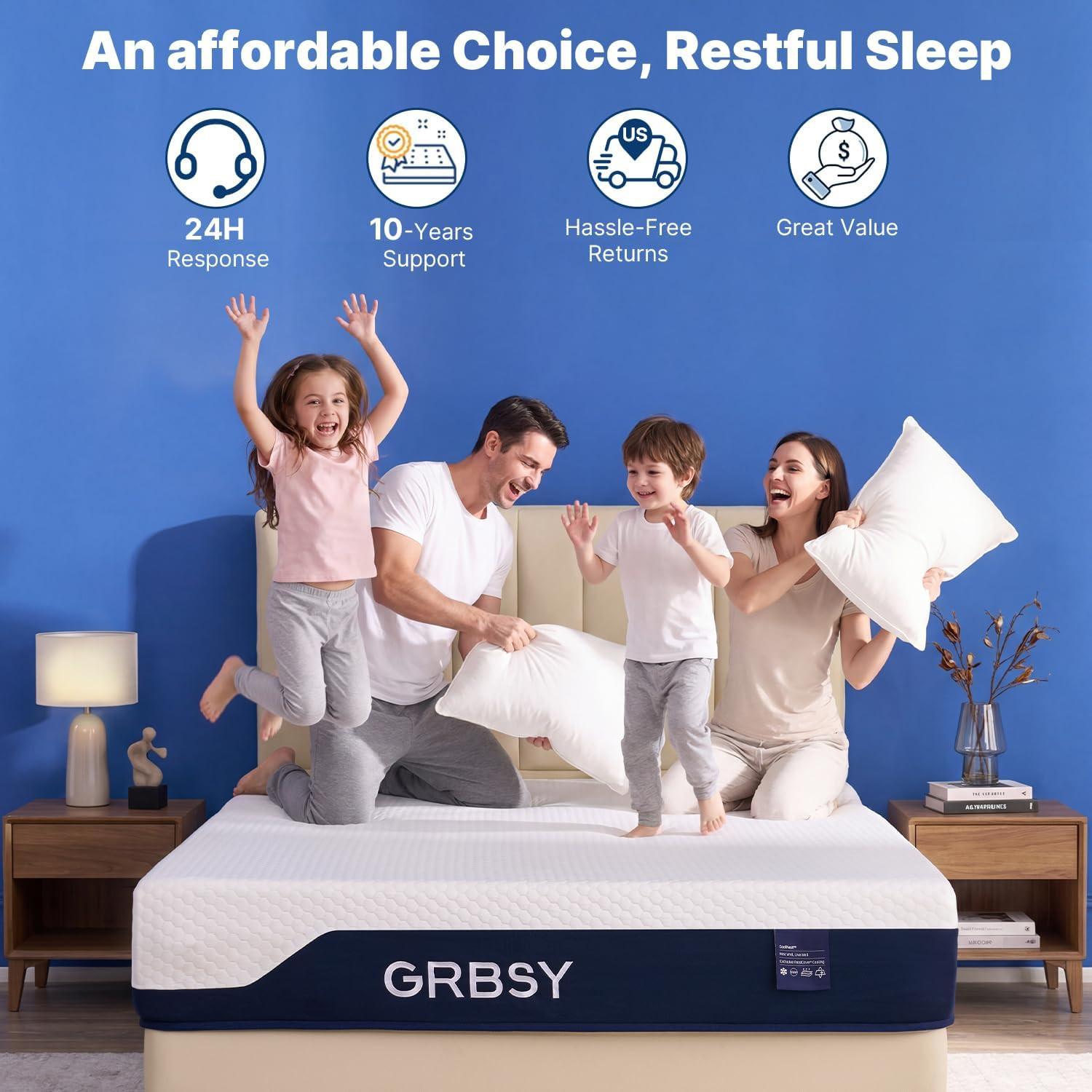 12″ Dual Zone Memory Foam Mattress – Cooling Gel, Back Pain Relief, USA Made