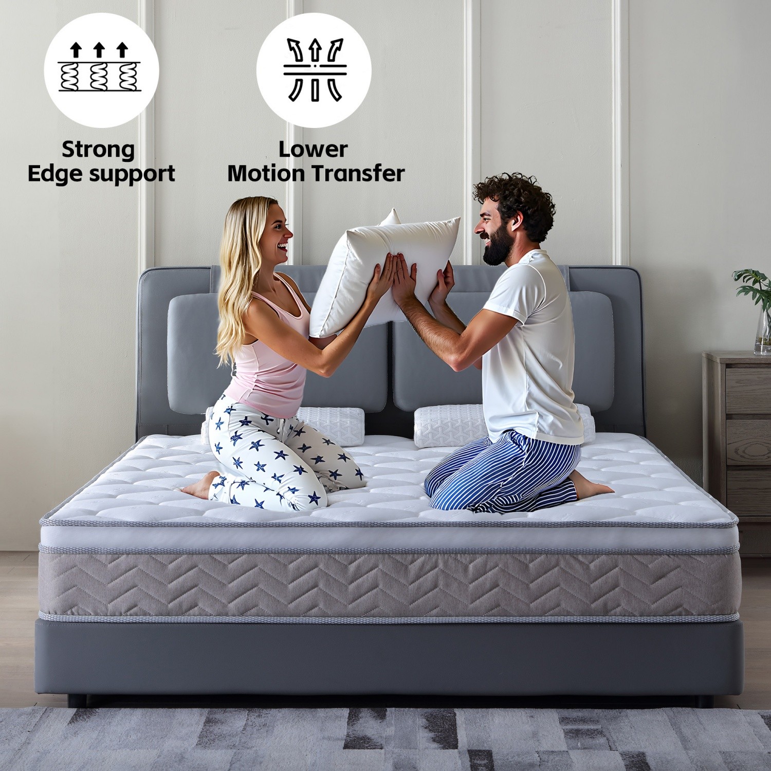 12” Full/Queen Size Breathable Mattress w/ Hybrid Pocket Spring & Memory Foam