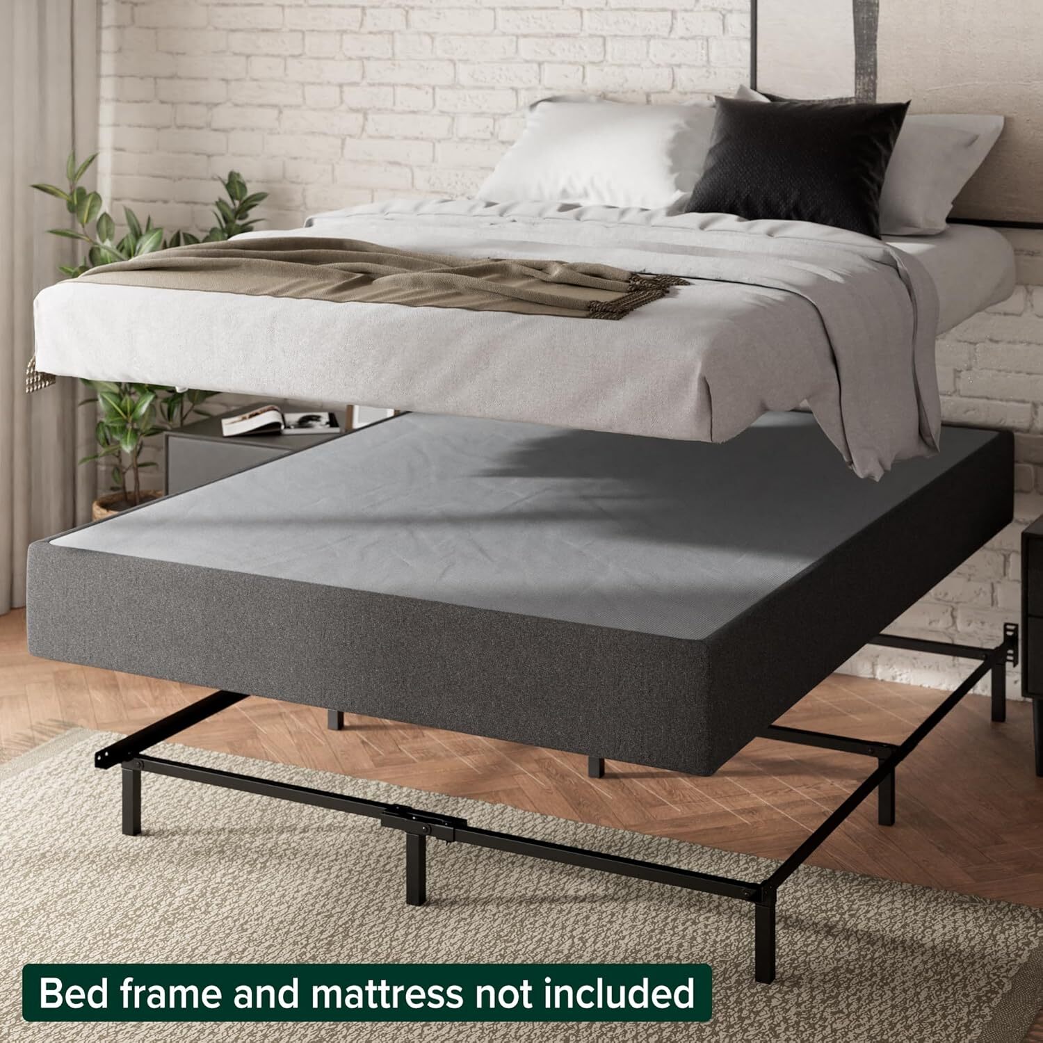 9 Inch Wonderbox Smart Box Spring Twin Mattress Foundation Quick Assembly Grey